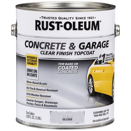 Rust-Oleum 320202-2PK Concrete & Garage Clear Finish Topcoat, Gallon, Gloss Clear, 2 Pack